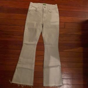 Mother weekender frayed jeans size 28 waist iceberg green